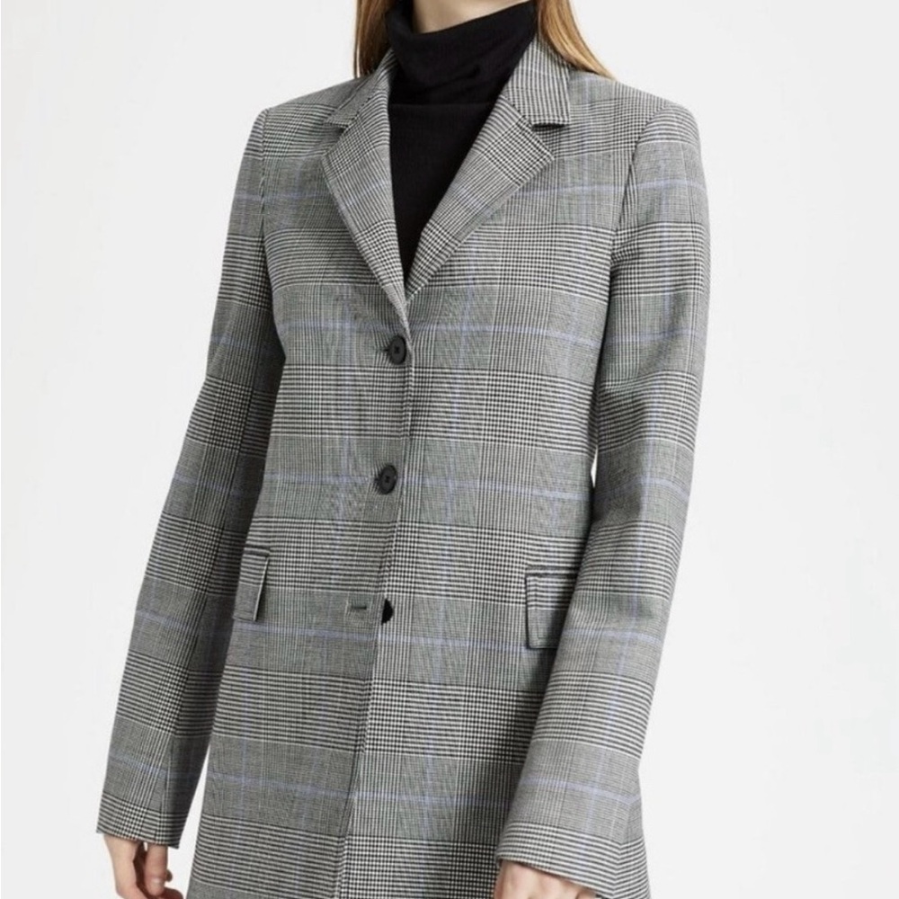 Theory Cardinal Jacket XS sz 0 Gray Checkered Blazer